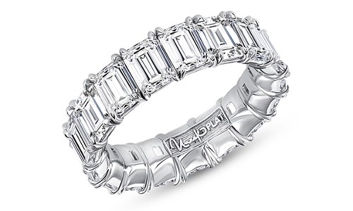 Eternity band with emerald cut diamonds by Uneek