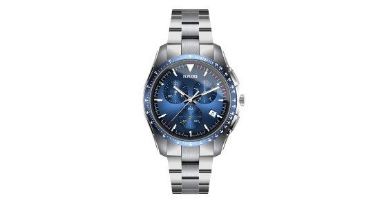 Stainless steel blue and black Rado chronograph watch