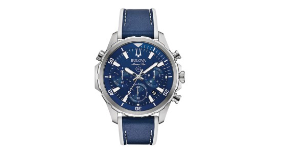 Stainless steel, blue dive watch by Bulova