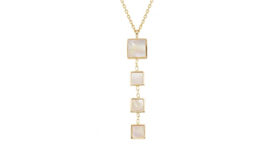 A four-tiered mother-of-pearl necklace in a gold setting by Honora