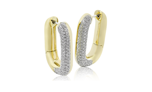 A bold and shimmering pair of Simon G. earrings, available at Michael Agnello Jewelers.