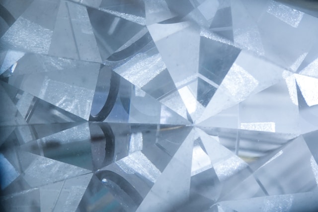 A close-up of a stunning diamond’s facets.